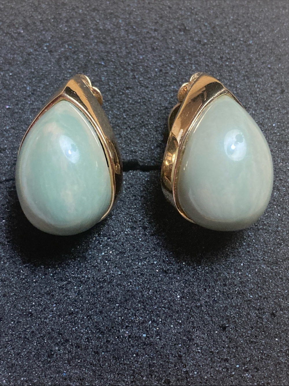 Givenchy Gold-Tone Teardrop Earrings with Pale Mint Cabochons